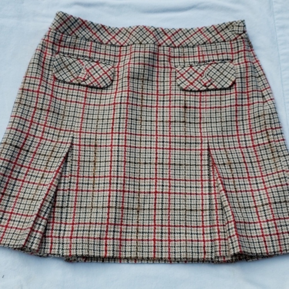 Ann Taylor LOFT Vintage Pleated Plaid Mini Skirt